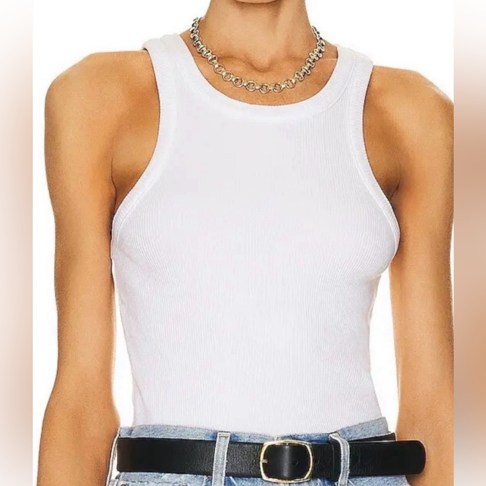 Agolde Women’s ribbed white tank made in the US size M